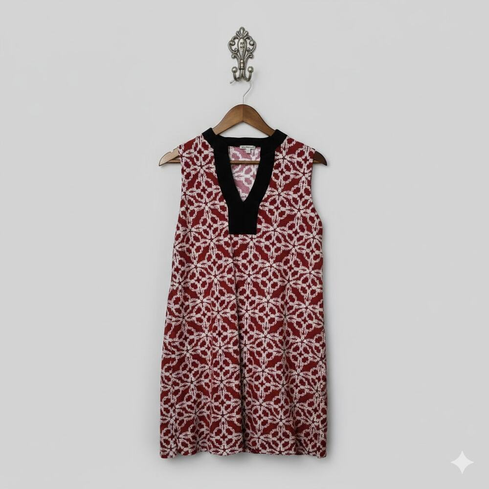Talbots Red Navy Coastal Rope Pattern Stretch Sleeveless Summer Dress Medium